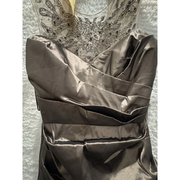 Teri Jon By Rickie Freeman Size 8 Bronze Taupe Evening Gown Mermaid Designer - Picture 12 of 14